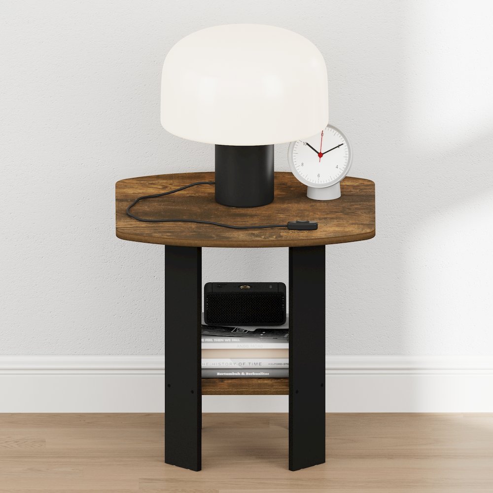 TIDUR Night Stand, 2-Tier Open Shelf Design, Amber Pine. Picture 4