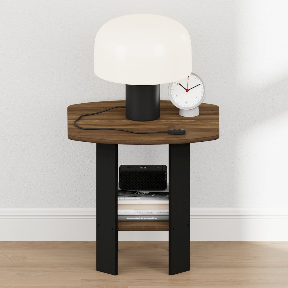 TIDUR Night Stand, 2-Tier Open Shelf Design, Columbia Walnut. Picture 4