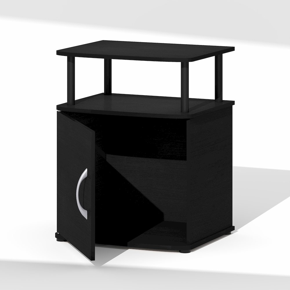 JAYA Night Stand with Door, Nightstand, Round Corner Bedside Table, Black. Picture 5