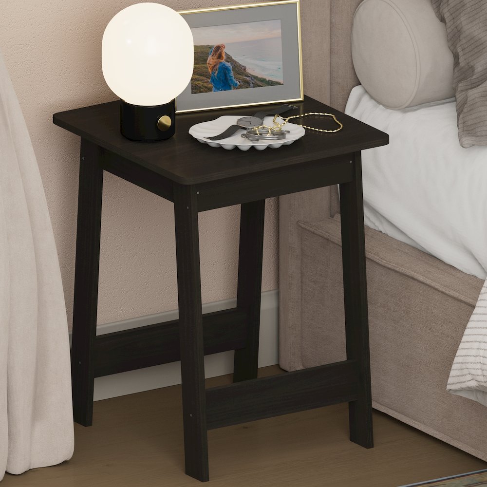 BEGINNING Night Stand, Square Nightstand, Espresso. Picture 2