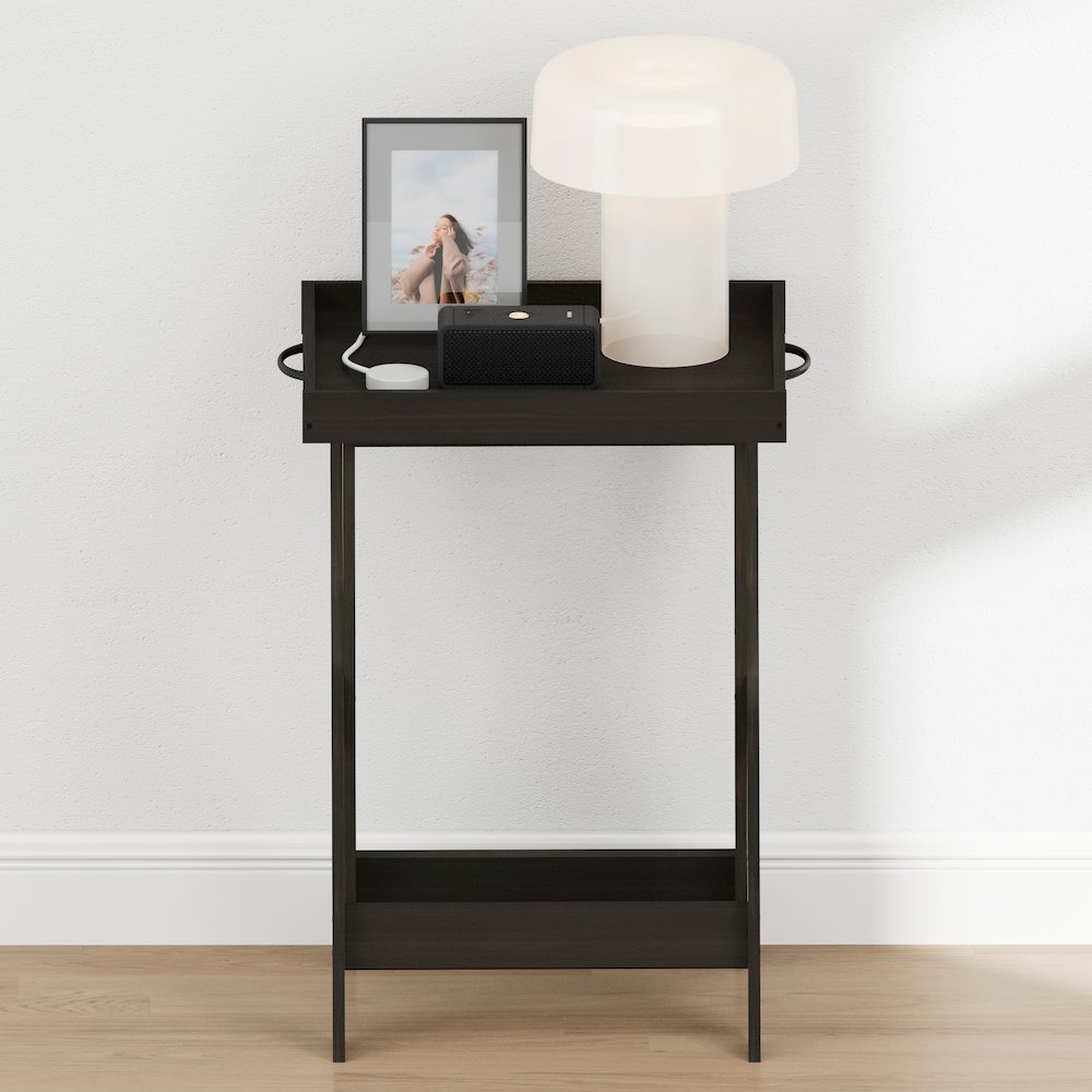 CLASSIC Night Stand, Square Nightstand with X-Legs, Tray Table, Espresso. Picture 4