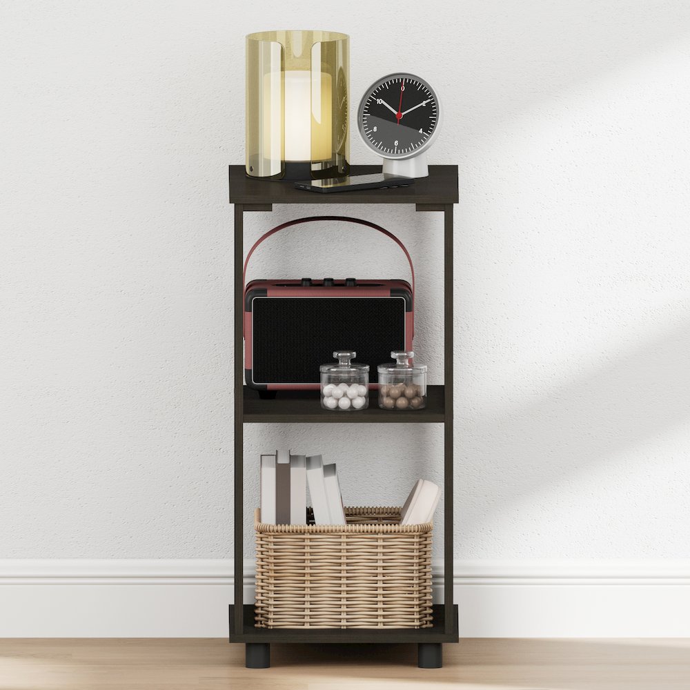 ROMAIN Nightstand, 2-Tier Tall Night Stand with Open Shelf, Espresso. Picture 4