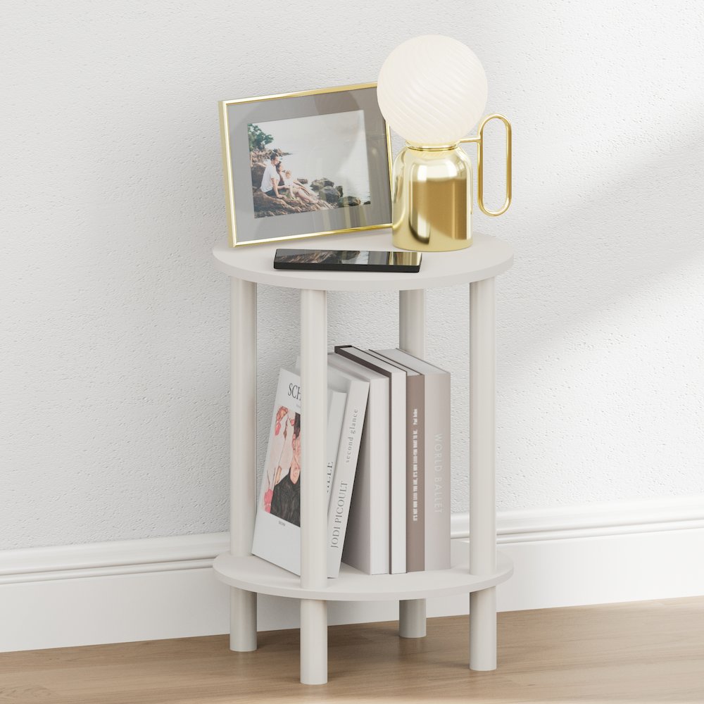 TURN-N-TUBE Night Stand, 2-Tier Round Tall Narrow, White. Picture 1