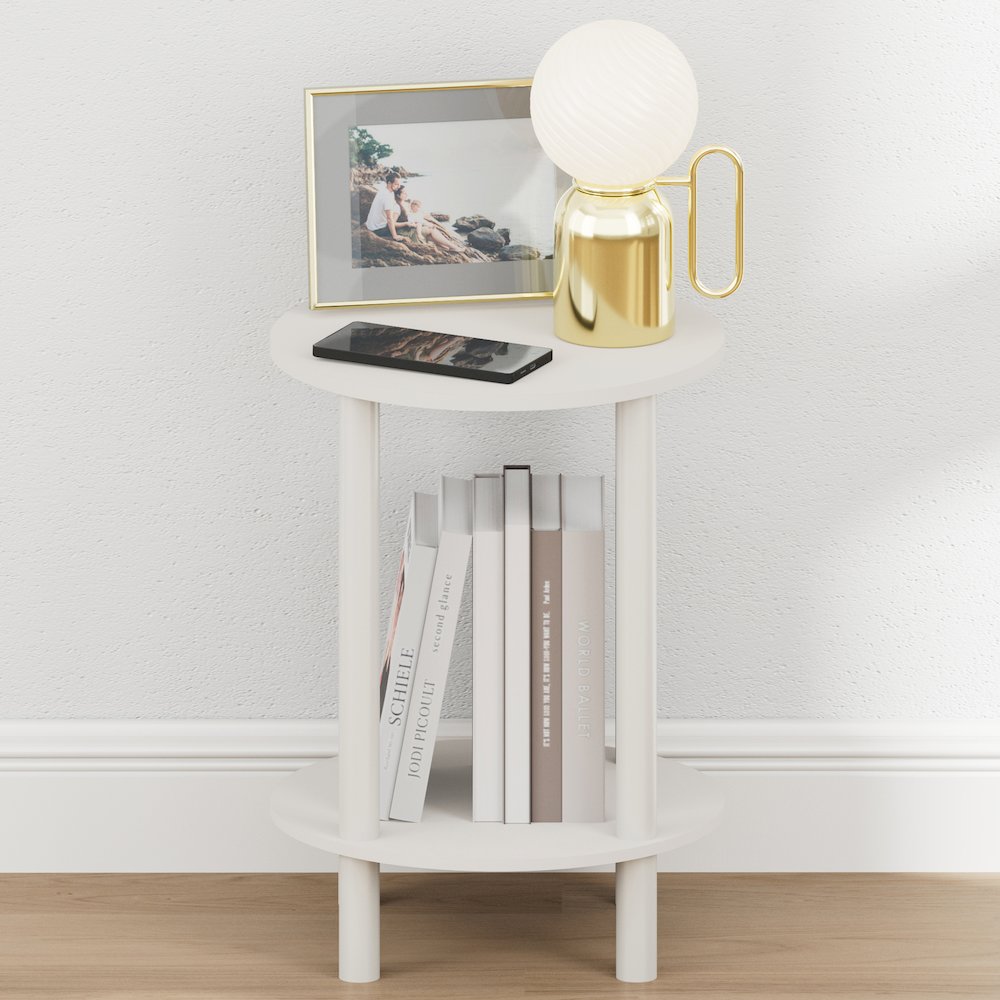 TURN-N-TUBE Night Stand, 2-Tier Round Tall Narrow, White. Picture 3