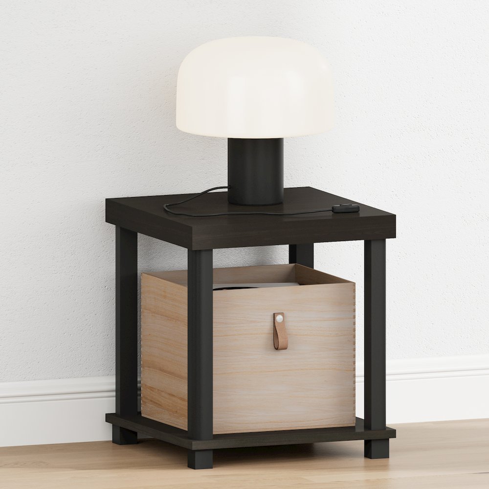 TURN-N-TUBE Night Stand, 2-Tier Thick Tabletop, Espresso. Picture 2