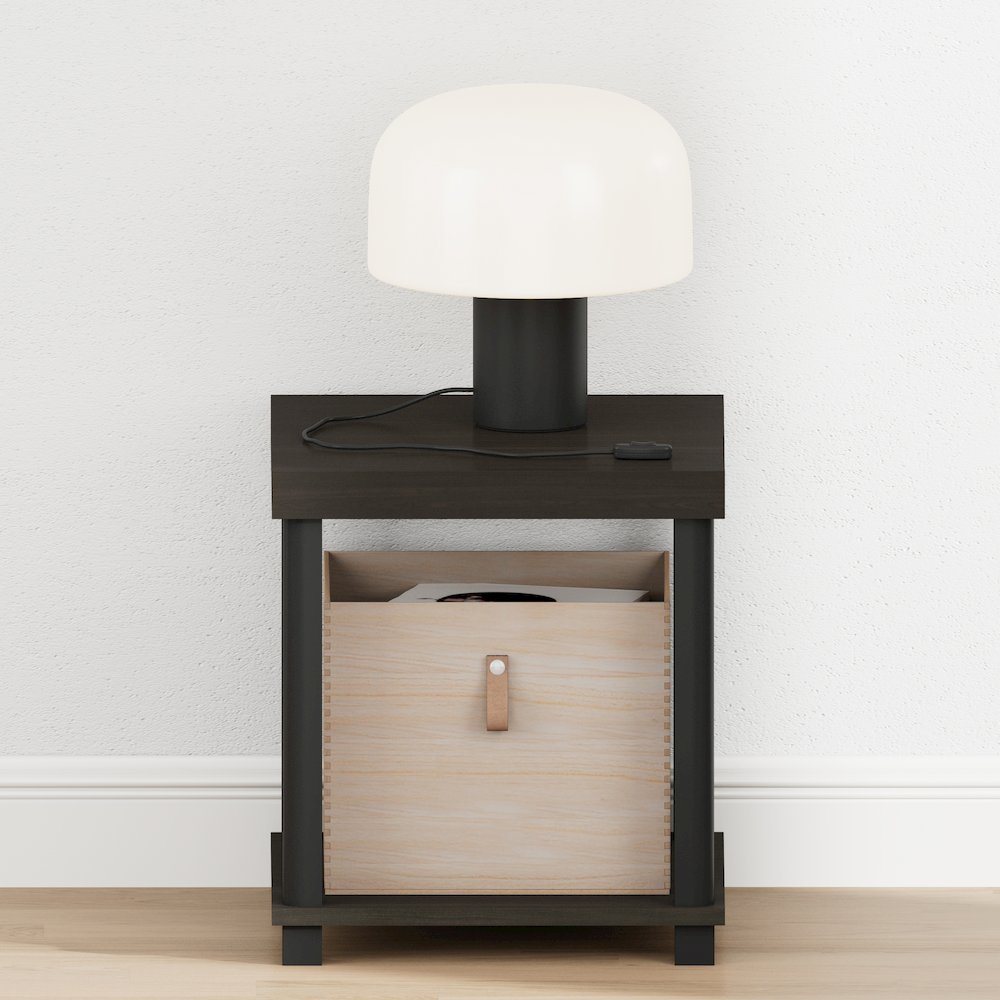 TURN-N-TUBE Night Stand, 2-Tier Thick Tabletop, Espresso. Picture 6