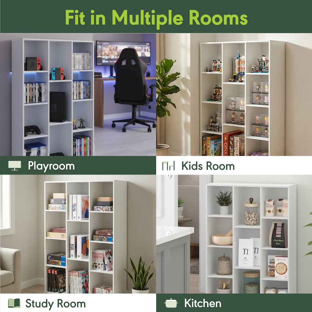 LUDER Book Shelf, 11-Cube Bookcase, Standing Bookshelf, Open Storage Shelf. Picture 4