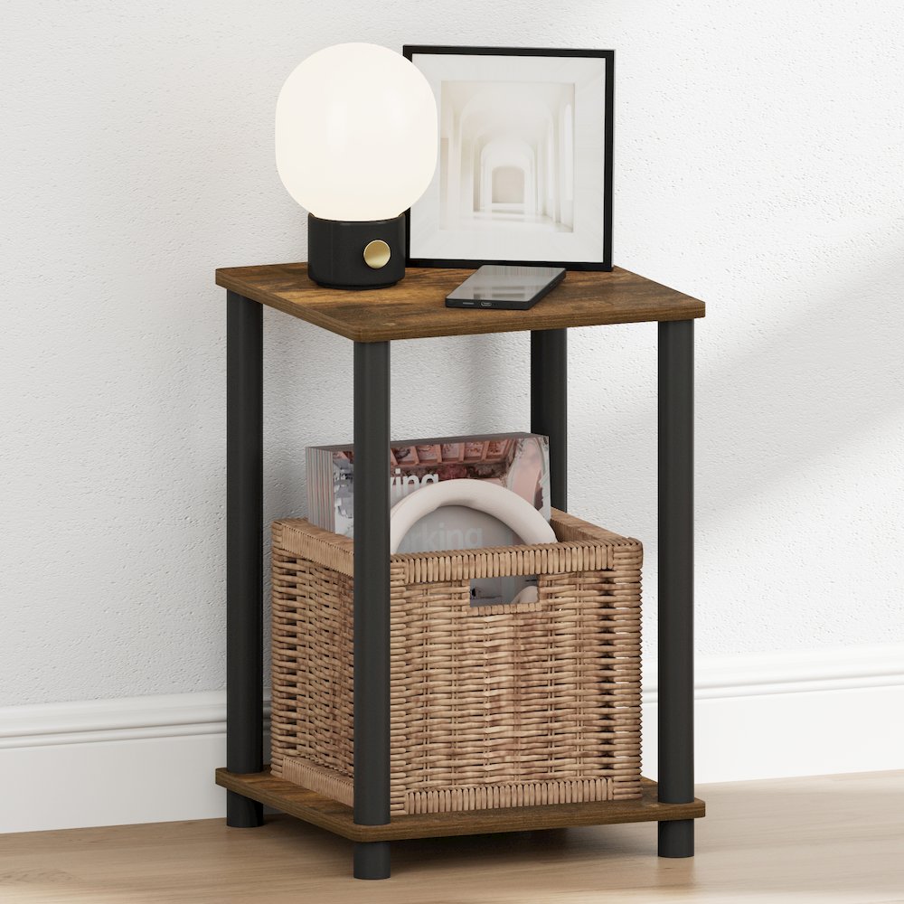 TURN-N-TUBE Night Stand, 2-Tier Open Shelf Design, Amber Pine. Picture 1
