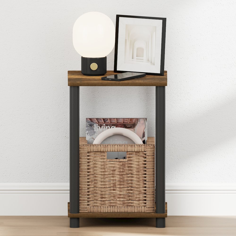 TURN-N-TUBE Night Stand, 2-Tier Open Shelf Design, Amber Pine. Picture 4