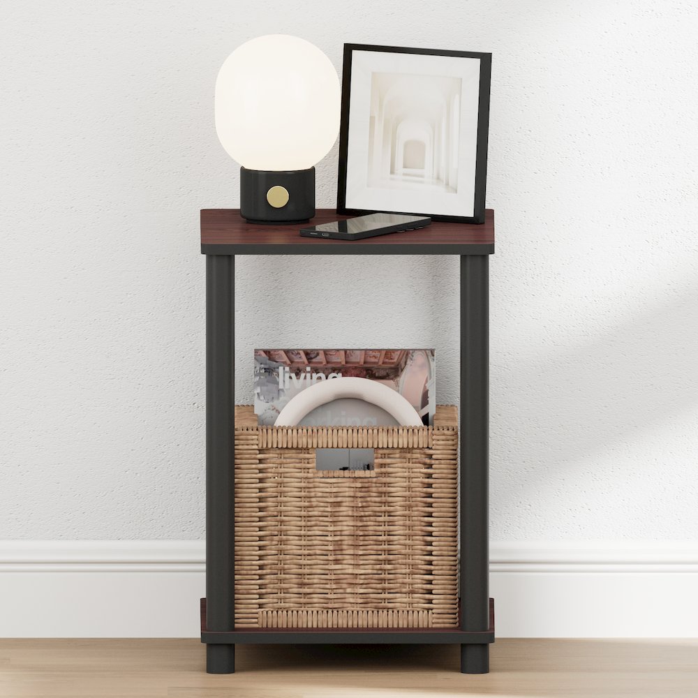 TURN-N-TUBE Night Stand, 2-Tier Open Shelf Design, Dark Cherry. Picture 4