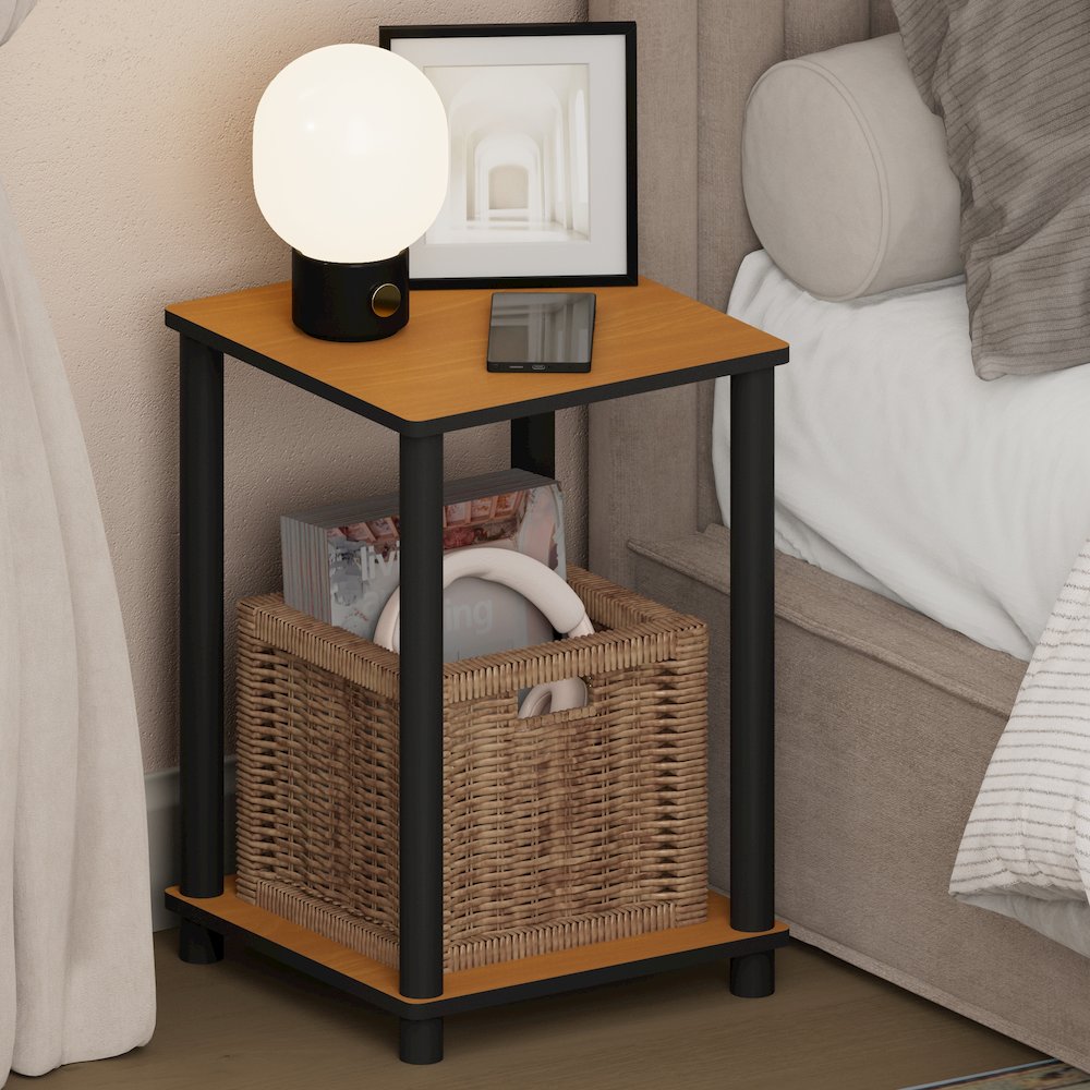 TURN-N-TUBE Night Stand, 2-Tier Open Shelf Design, Light Cherry. Picture 2