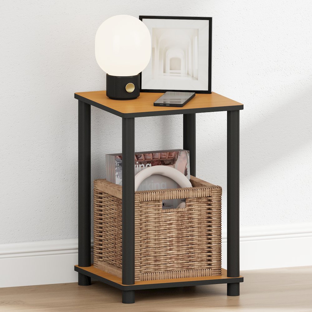 TURN-N-TUBE Night Stand, 2-Tier Open Shelf Design, Light Cherry. Picture 1