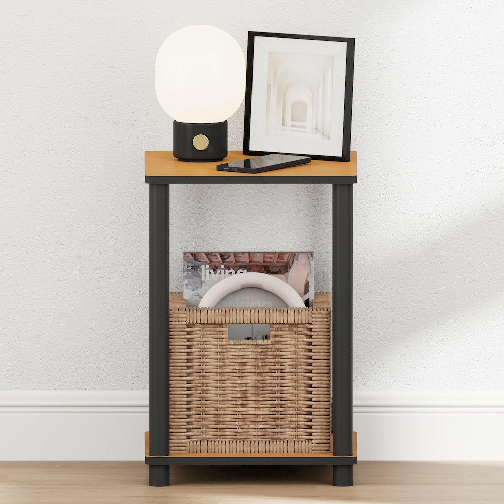 TURN-N-TUBE Night Stand, 2-Tier Open Shelf Design, Light Cherry. Picture 4