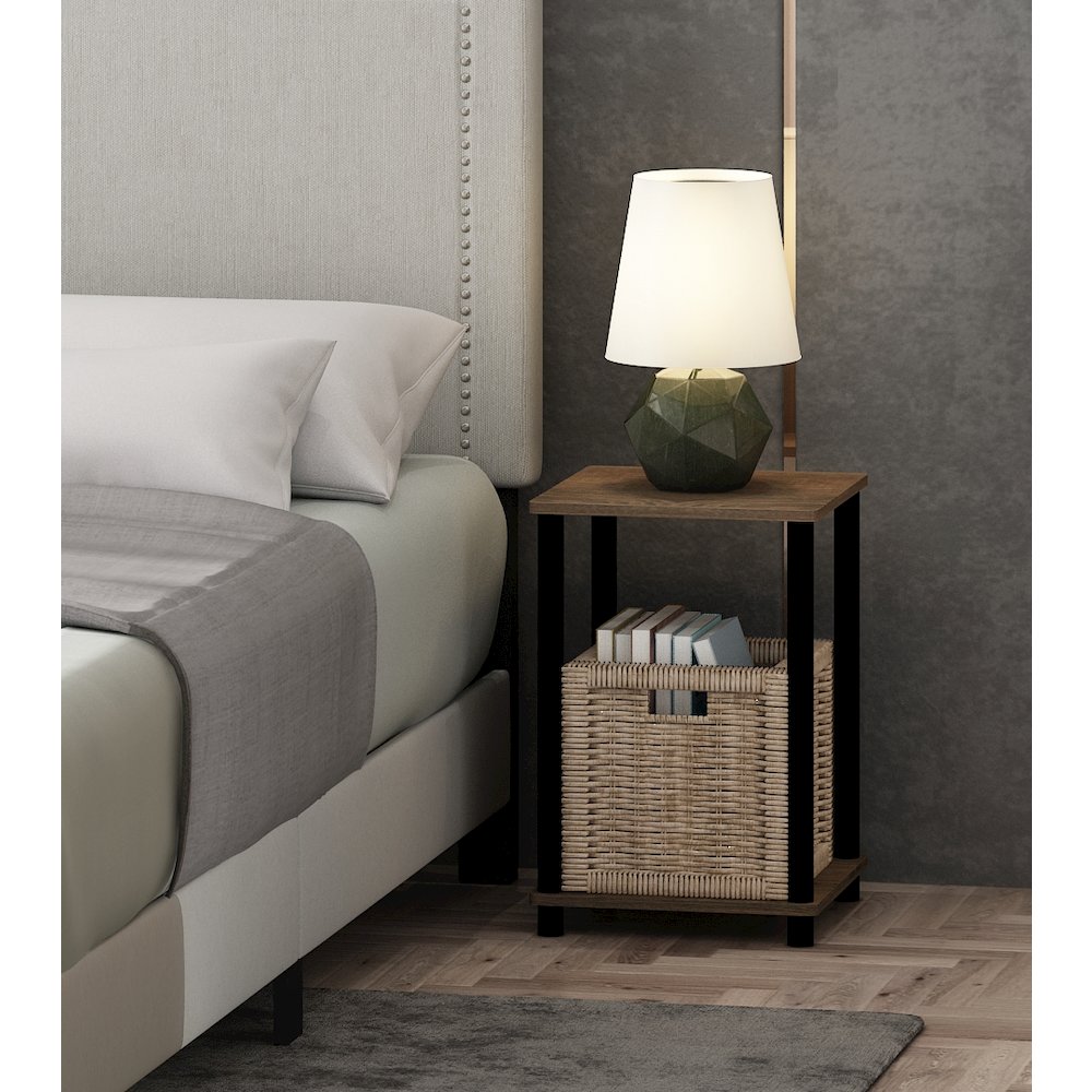 TURN-N-TUBE Night Stand, 2-Tier Open Shelf Design, Walnut. Picture 3