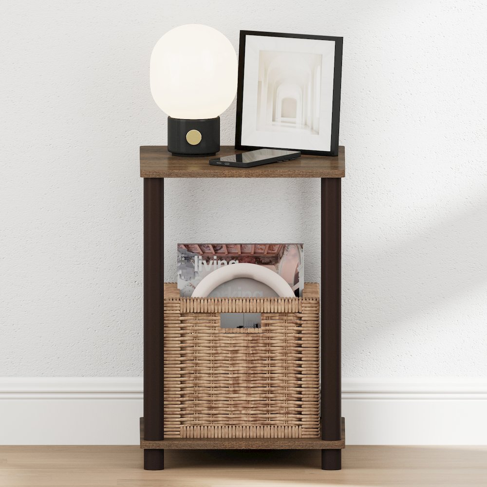 TURN-N-TUBE Night Stand, 2-Tier Open Shelf Design, Walnut. Picture 5