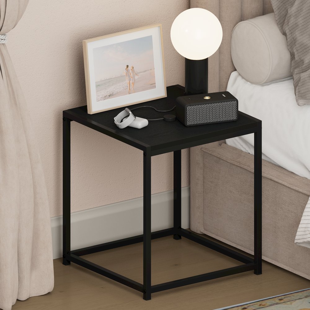 CAMNUS Night Stand, Metal Frame Nightstand, Americano. Picture 4