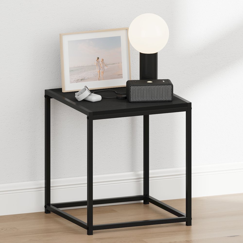 CAMNUS Night Stand, Metal Frame Nightstand, Americano. Picture 2