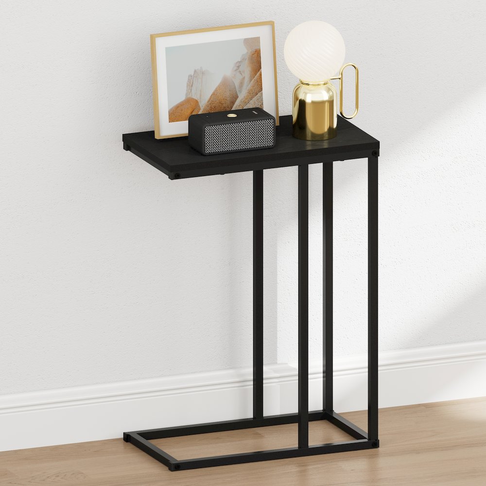 CAMNUS Night Stand, C-shape Nightstand, Metal Frame Side Table, Americano. Picture 2