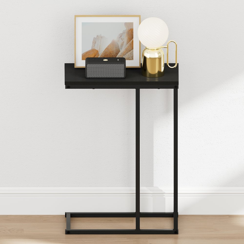 CAMNUS Night Stand, C-shape Nightstand, Metal Frame Side Table, Americano. Picture 5