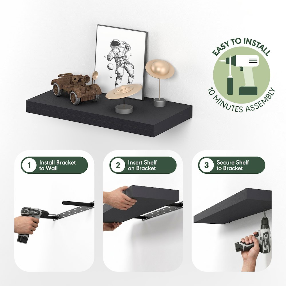 TANNA Floating Shelves for Wall, 12 x 24 Wall Shelf, 2-in Thick Shelf. Picture 6