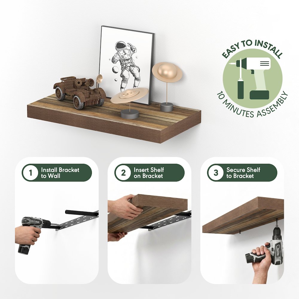 TANNA Floating Shelves for Wall, 12 x 24 Wall Shelf, 2-in Thick Shelf. Picture 6