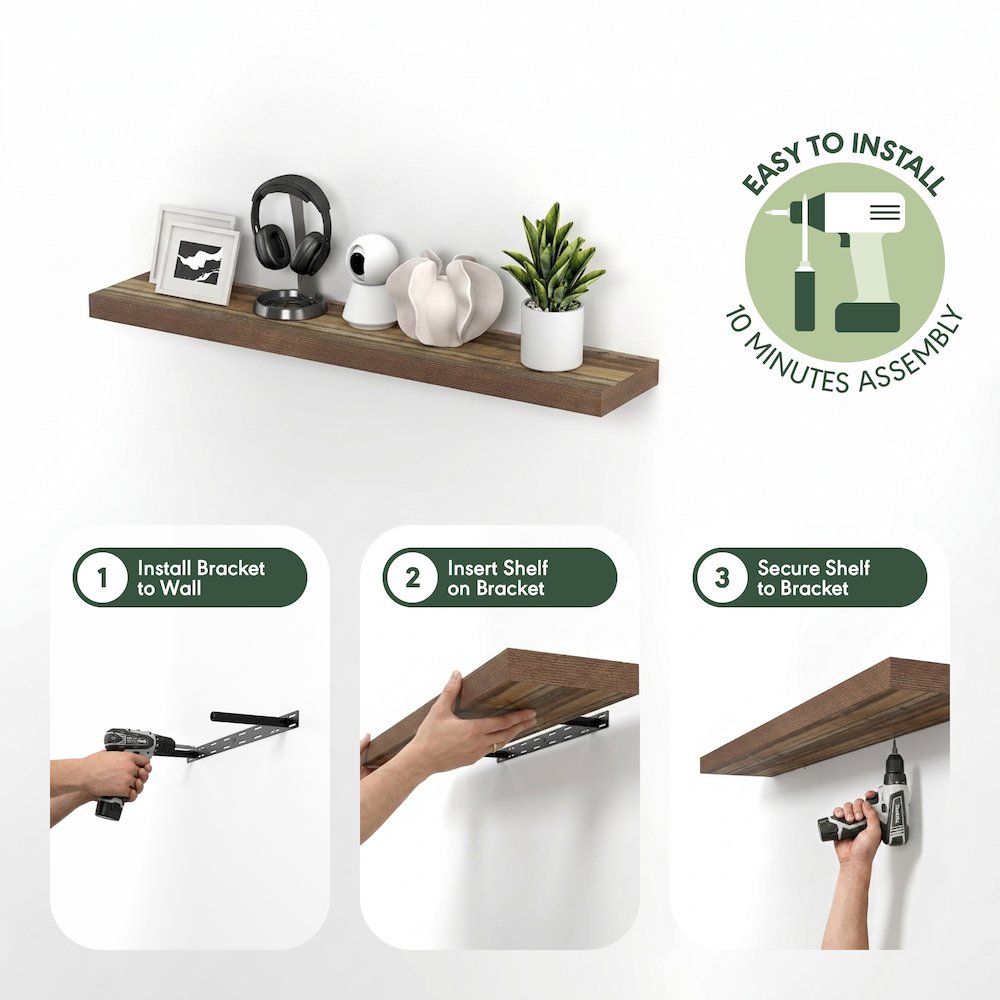 TANNA Floating Shelves for Wall, 12 x 47 Wall Shelf, 2 Thick Shelf. Picture 6