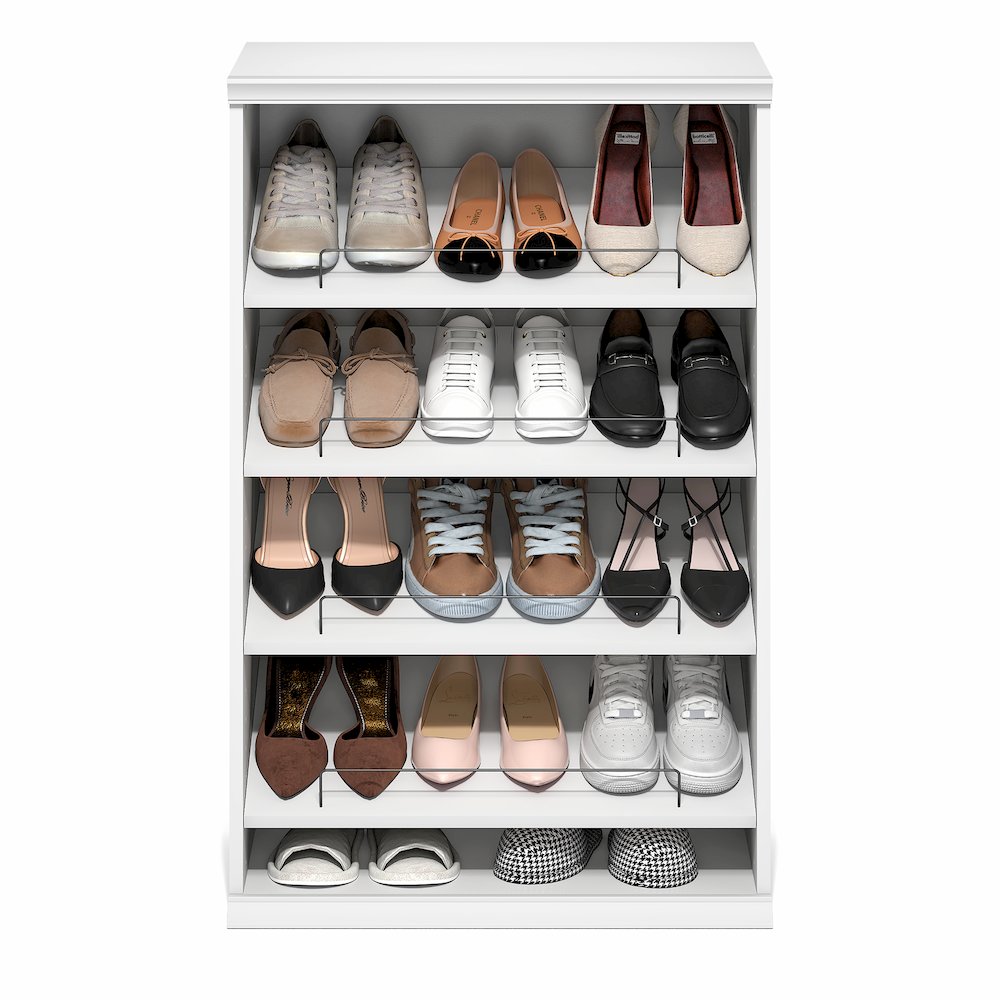 FANO Shoe Rack, 4-Tier Shoe Organizer, Adjustable Shelves, White. Picture 7