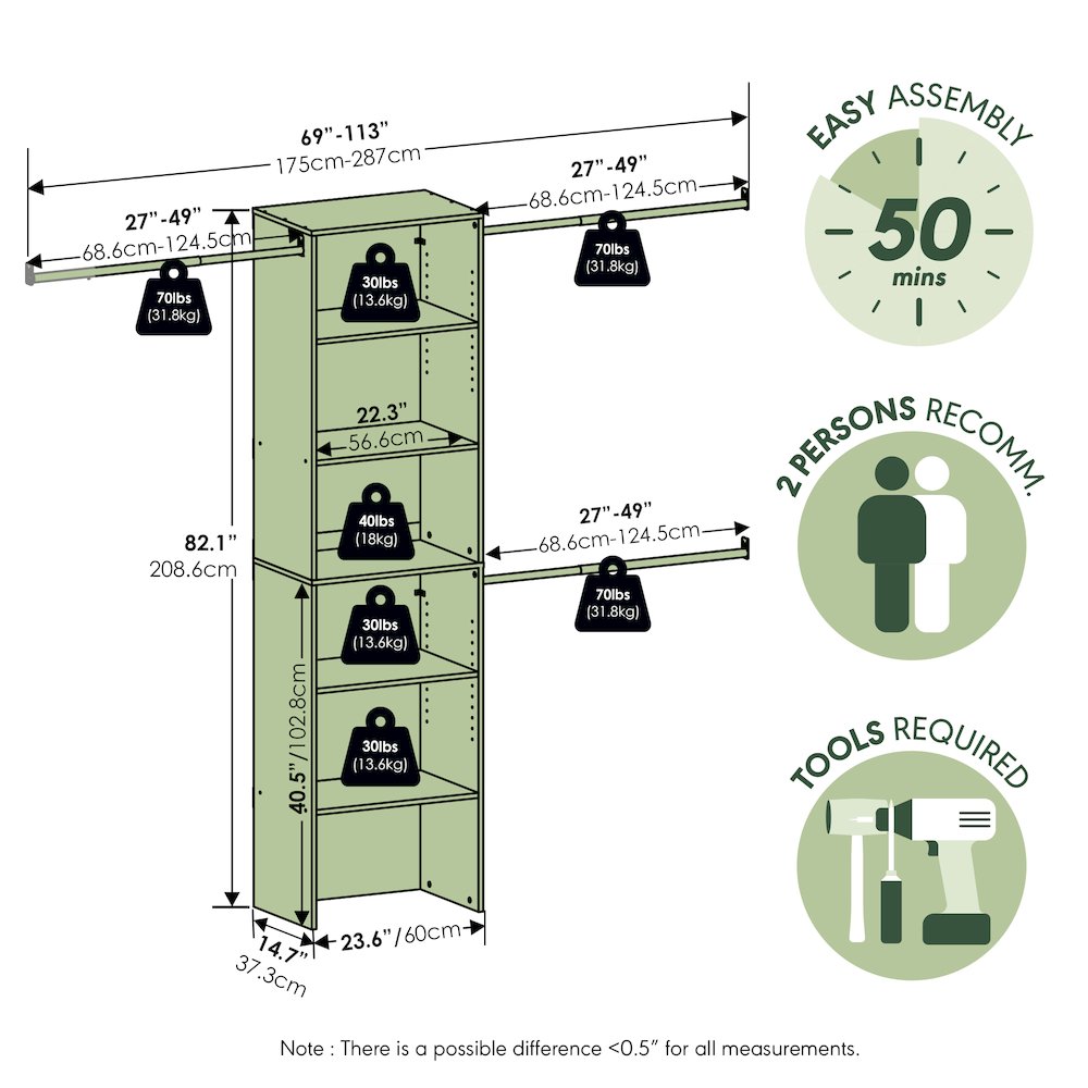 FANO Closet Organizers and Storage, 14.8 x 23.6 x 82.1 for Wardrobe. Picture 6