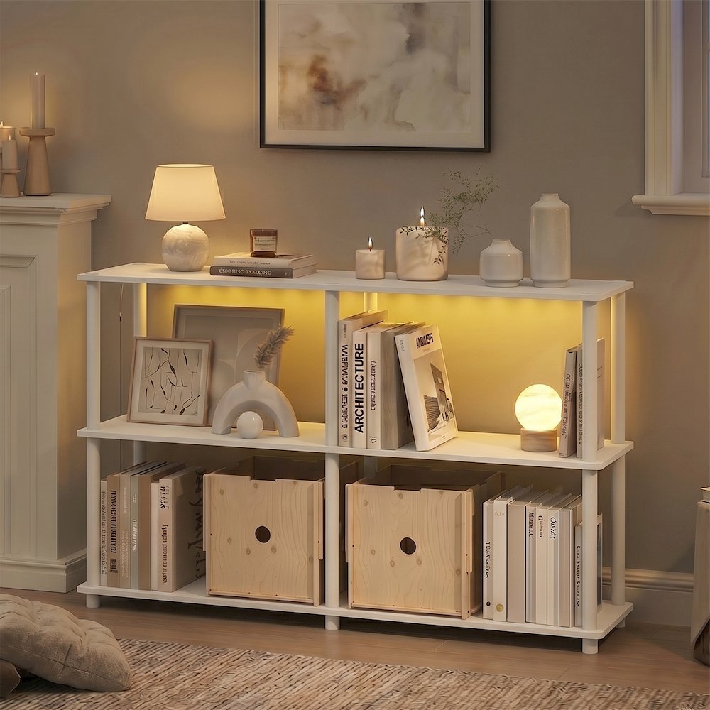 TURN-N-TUBE Display Shelf with LED Lights, Corner Shelf, White. Picture 5