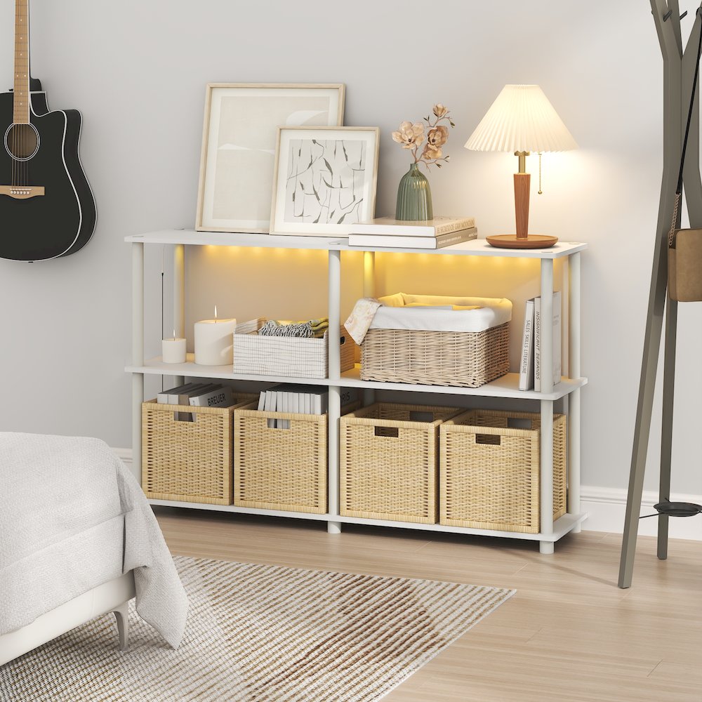 TURN-N-TUBE Display Shelf with LED Lights, Corner Shelf, White. Picture 2