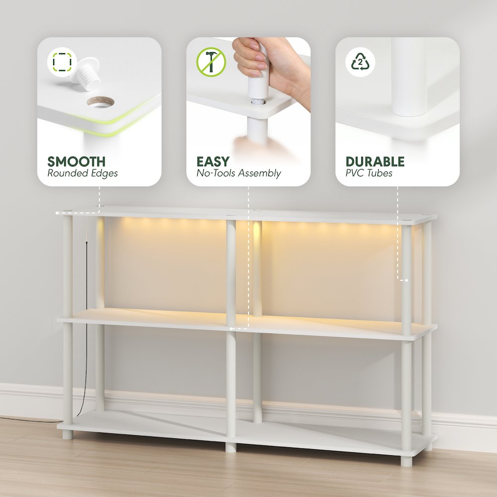 TURN-N-TUBE Display Shelf with LED Lights, Corner Shelf, White. Picture 6