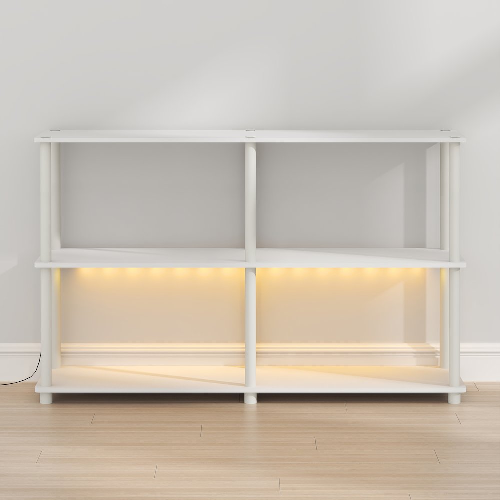 TURN-N-TUBE Display Shelf with LED Lights, Corner Shelf, White. Picture 1