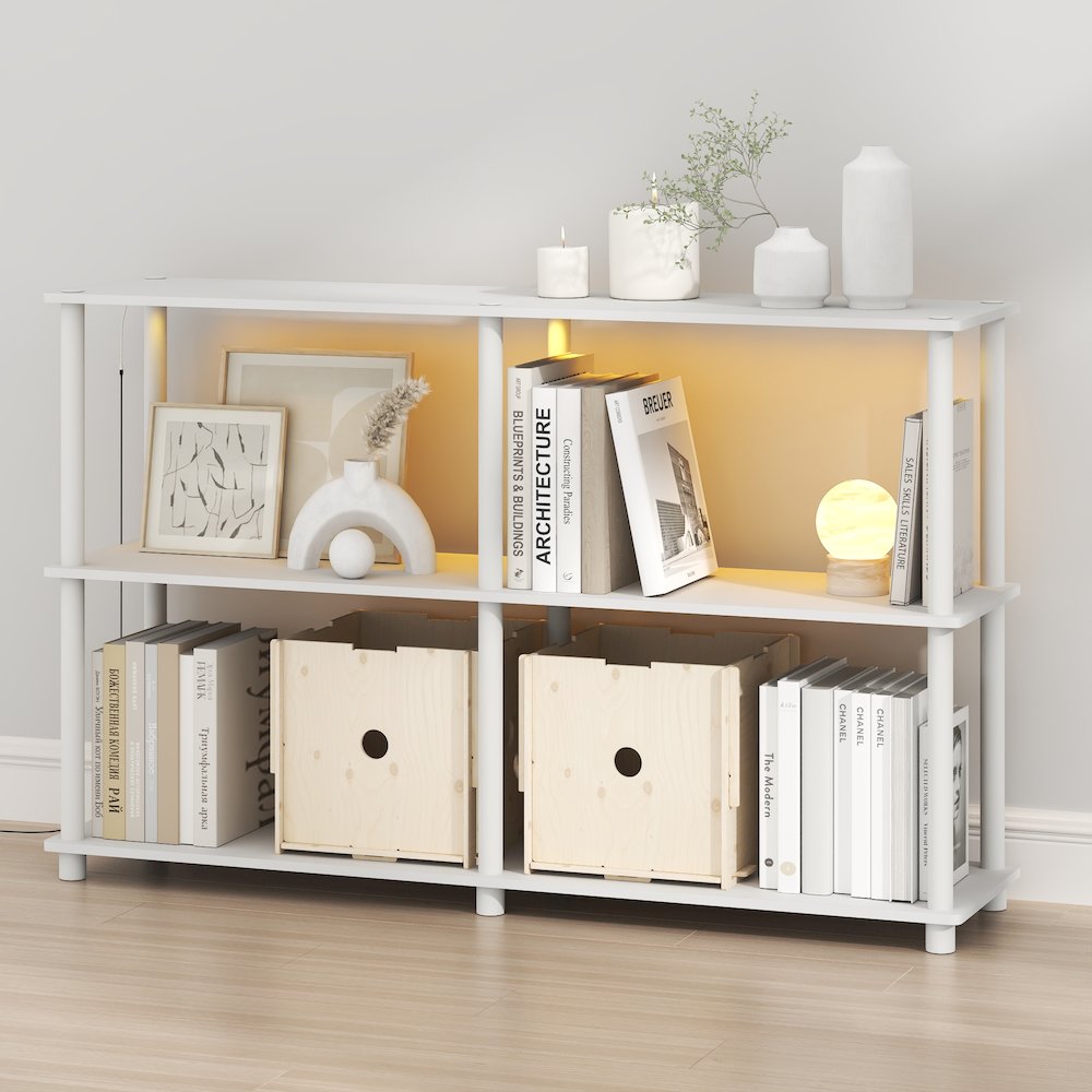 TURN-N-TUBE Display Shelf with LED Lights, Corner Shelf, White. Picture 4