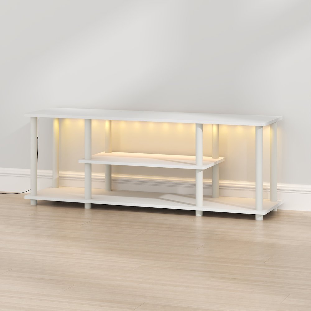 TURN-N-TUBE TV Stand with LED Lights, TV Console for TV up to 50 Inch, White. Picture 6
