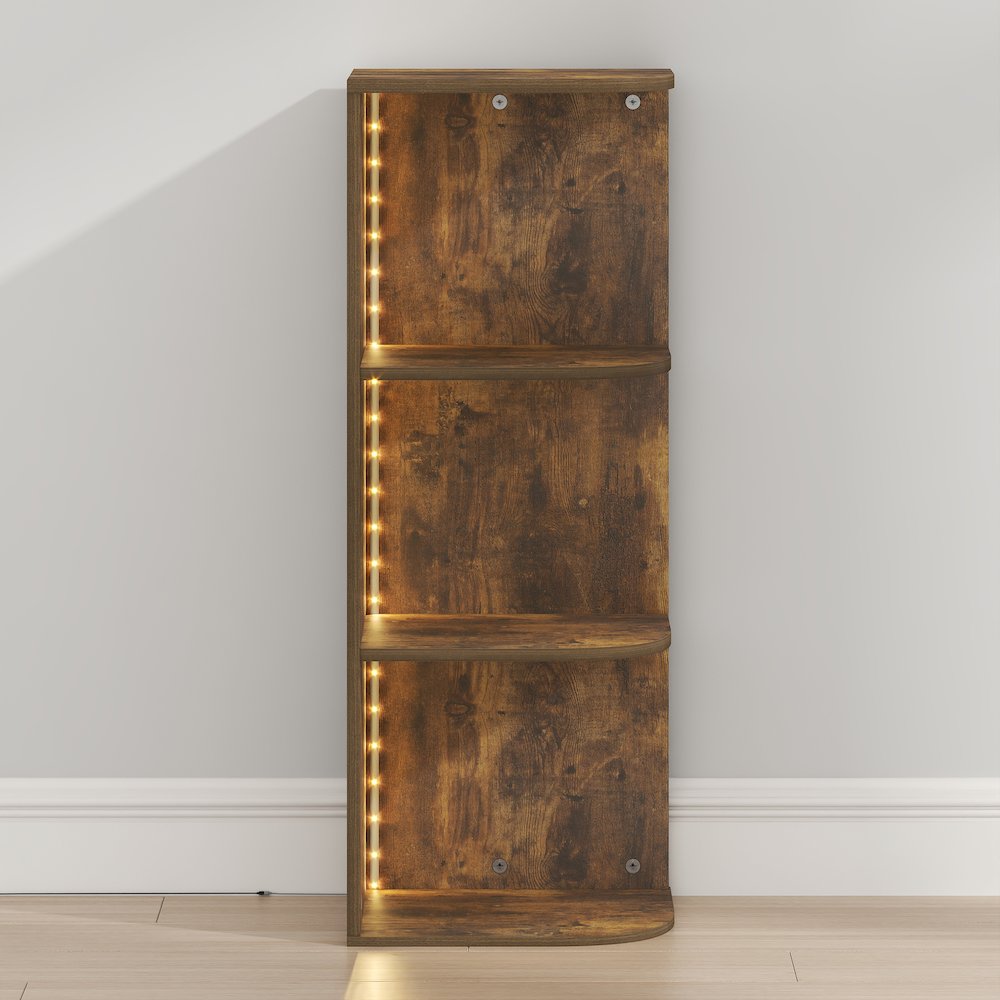 PASIR Book Shelf with LED Lights, 3-Tier Corner LED Bookshelf, Amber Pine. Picture 3