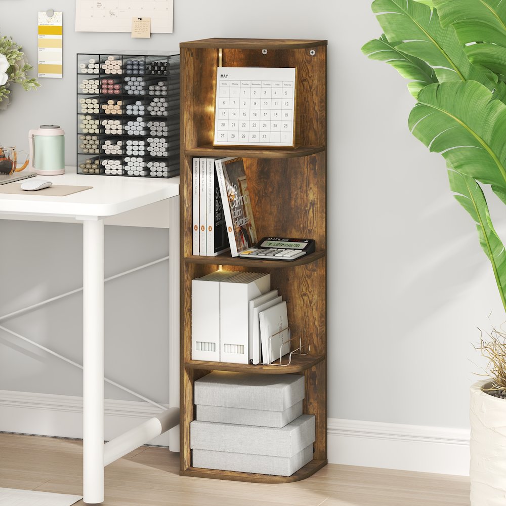 PASIR Book Shelf with LED Lights, 4-Tier LED, Amber Pine. Picture 6