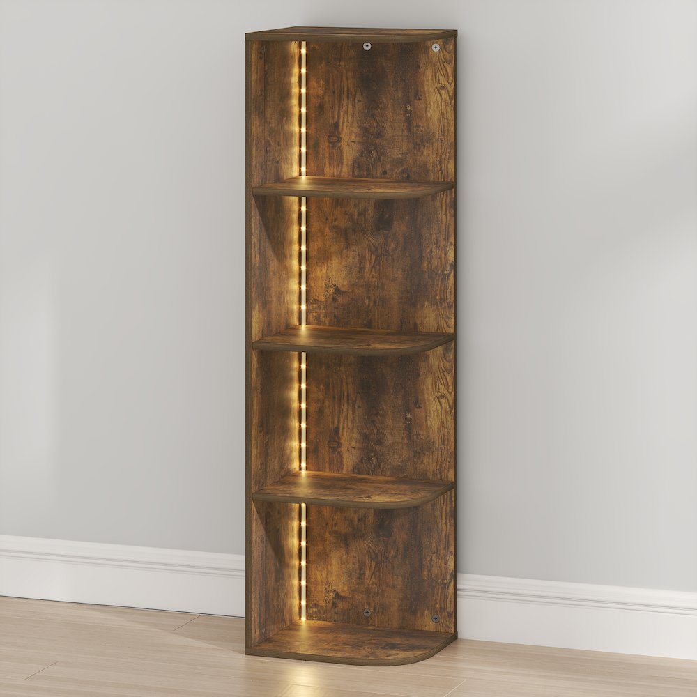 PASIR Book Shelf with LED Lights, 4-Tier LED, Amber Pine. Picture 3