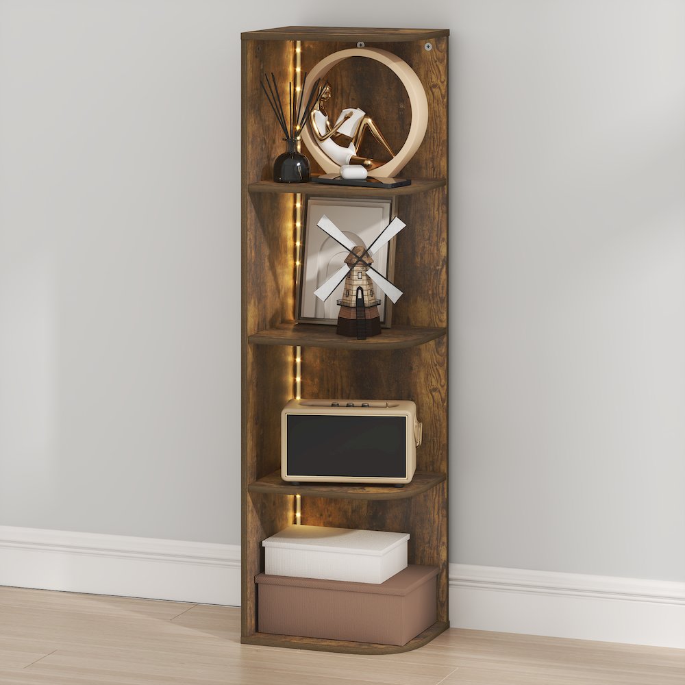 PASIR Book Shelf with LED Lights, 4-Tier LED, Amber Pine. Picture 4