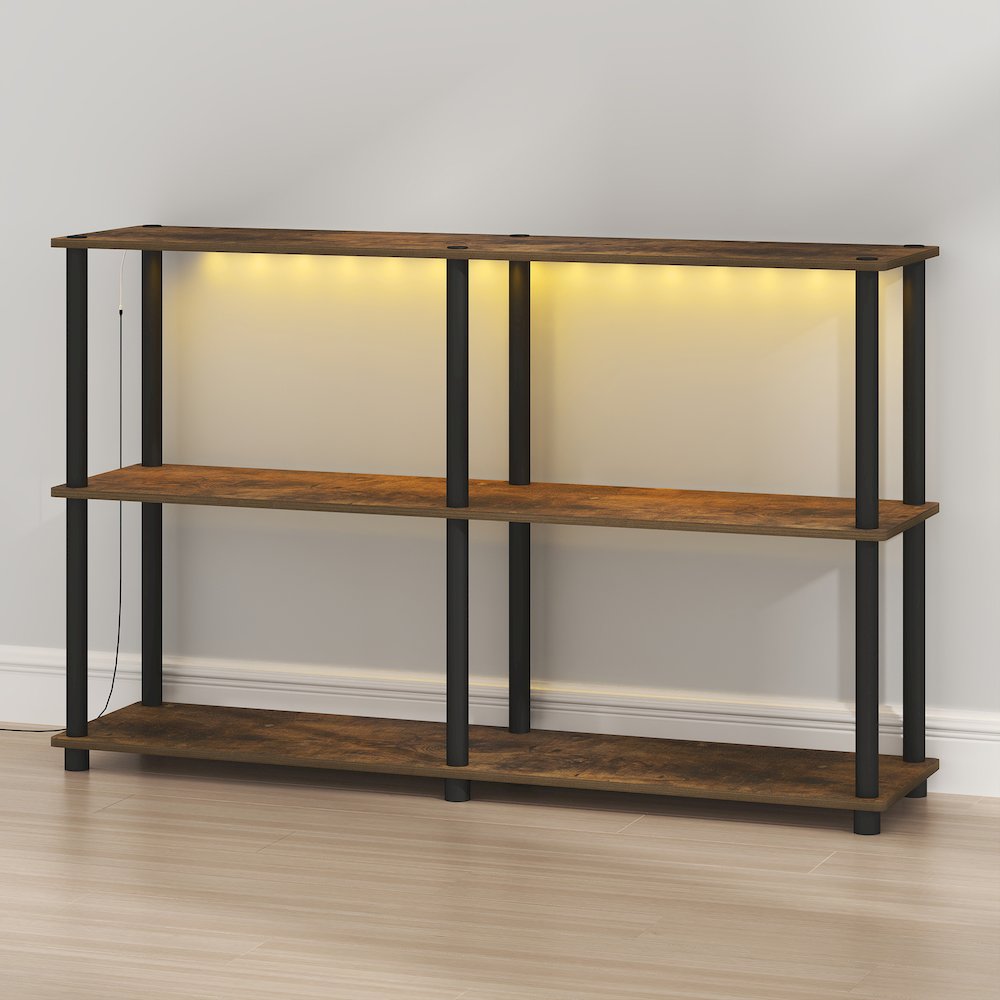 TURN-N-TUBE Display Shelf with LED Lights, Corner Shelf, Amber Pine. Picture 3