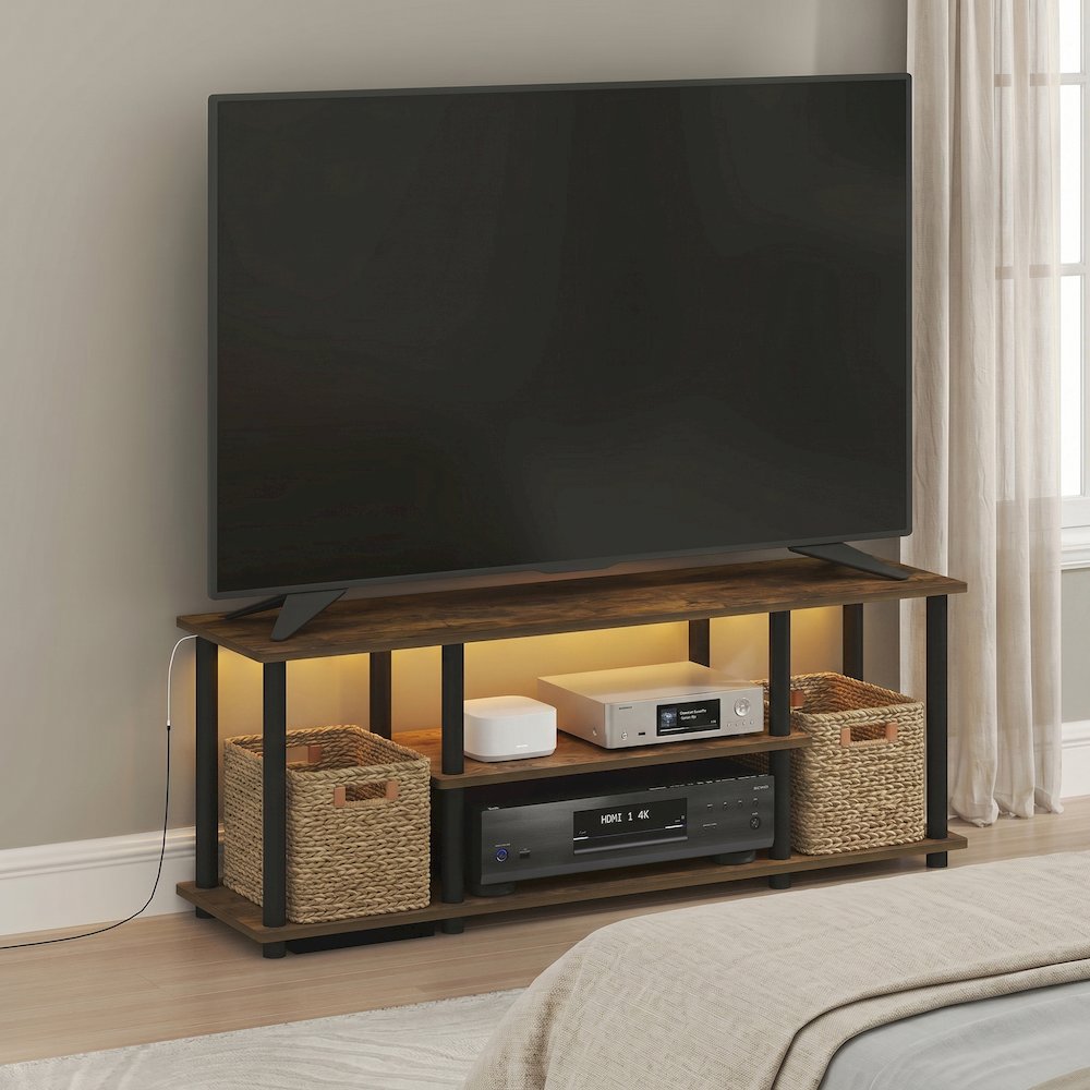TURN-N-TUBE TV Stand with LED Lights, Amber Pine. Picture 2