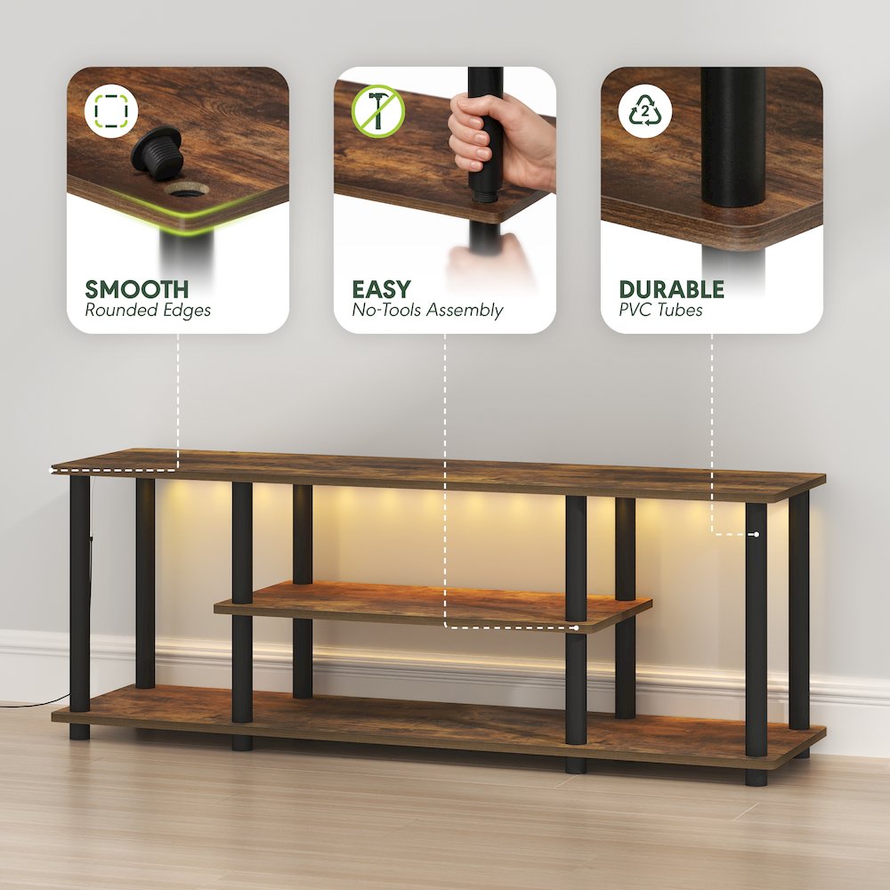TURN-N-TUBE TV Stand with LED Lights, Amber Pine. Picture 4