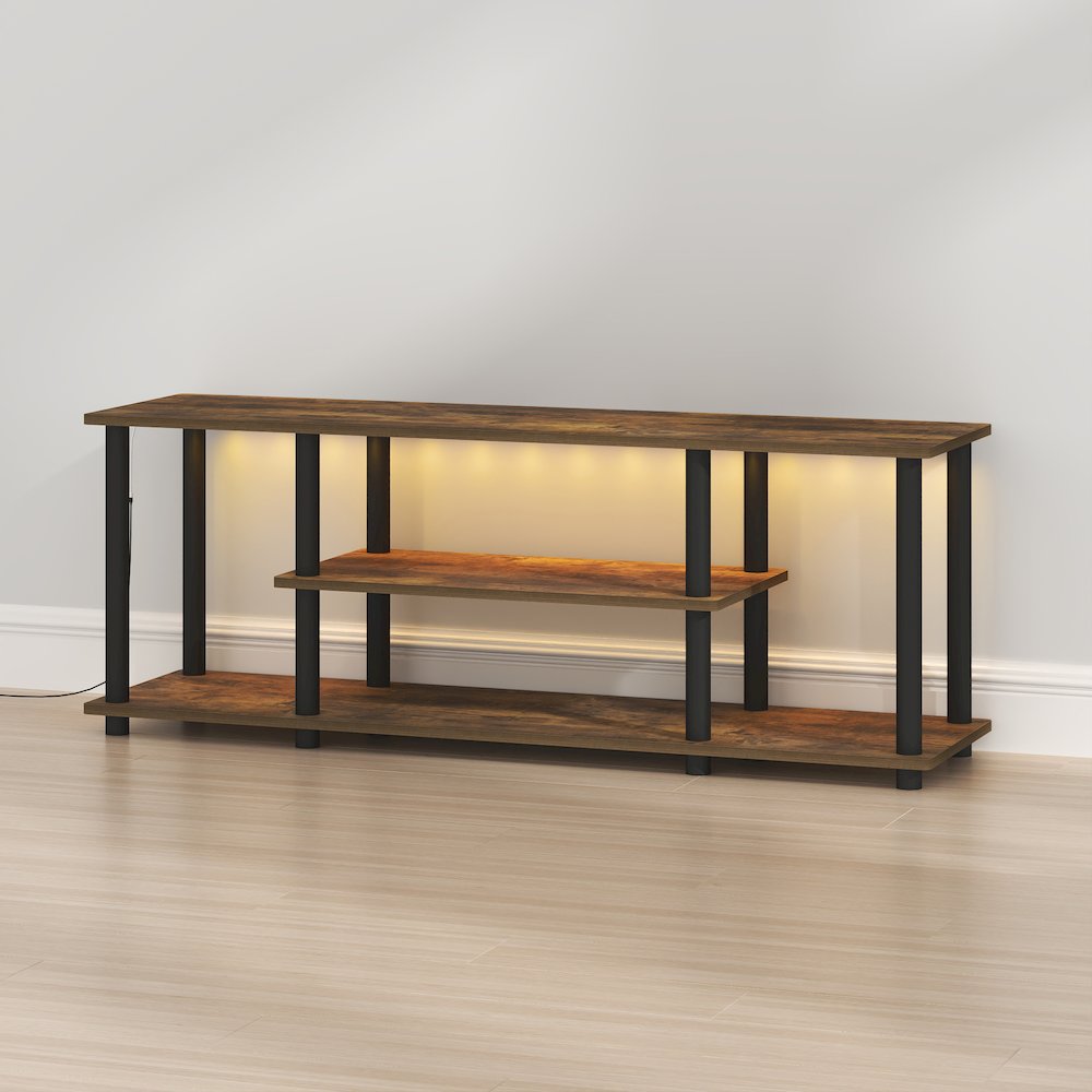 TURN-N-TUBE TV Stand with LED Lights, Amber Pine. Picture 6