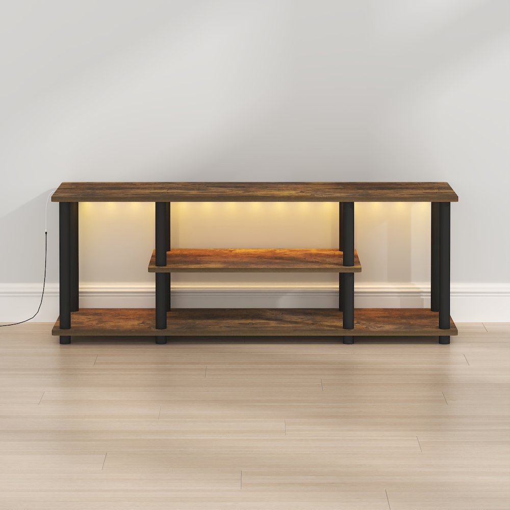 TURN-N-TUBE TV Stand with LED Lights, Amber Pine. Picture 1