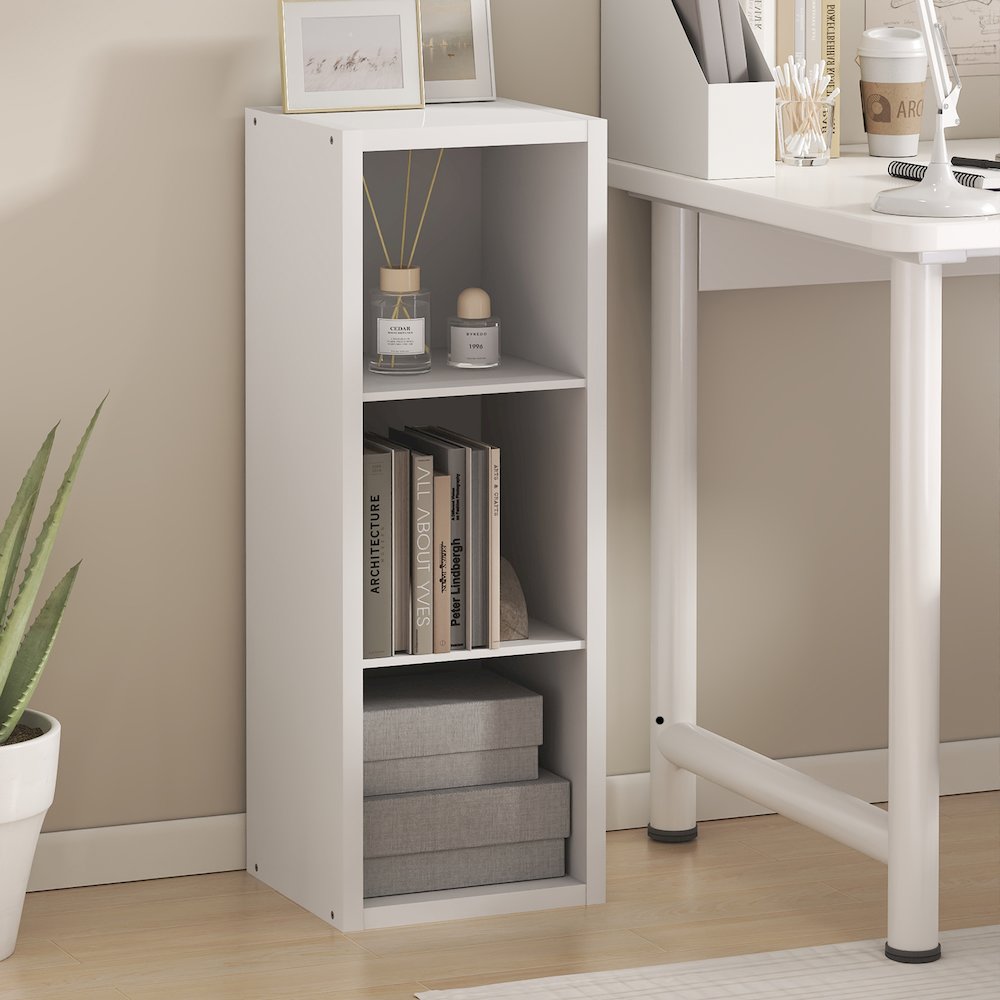 CUBICLE Book Shelf, 3-Cube, Extra Thick Frame, White. Picture 2