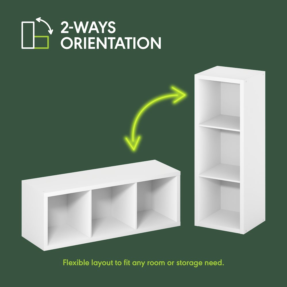 CUBICLE Book Shelf, 3-Cube, Extra Thick Frame, White. Picture 8