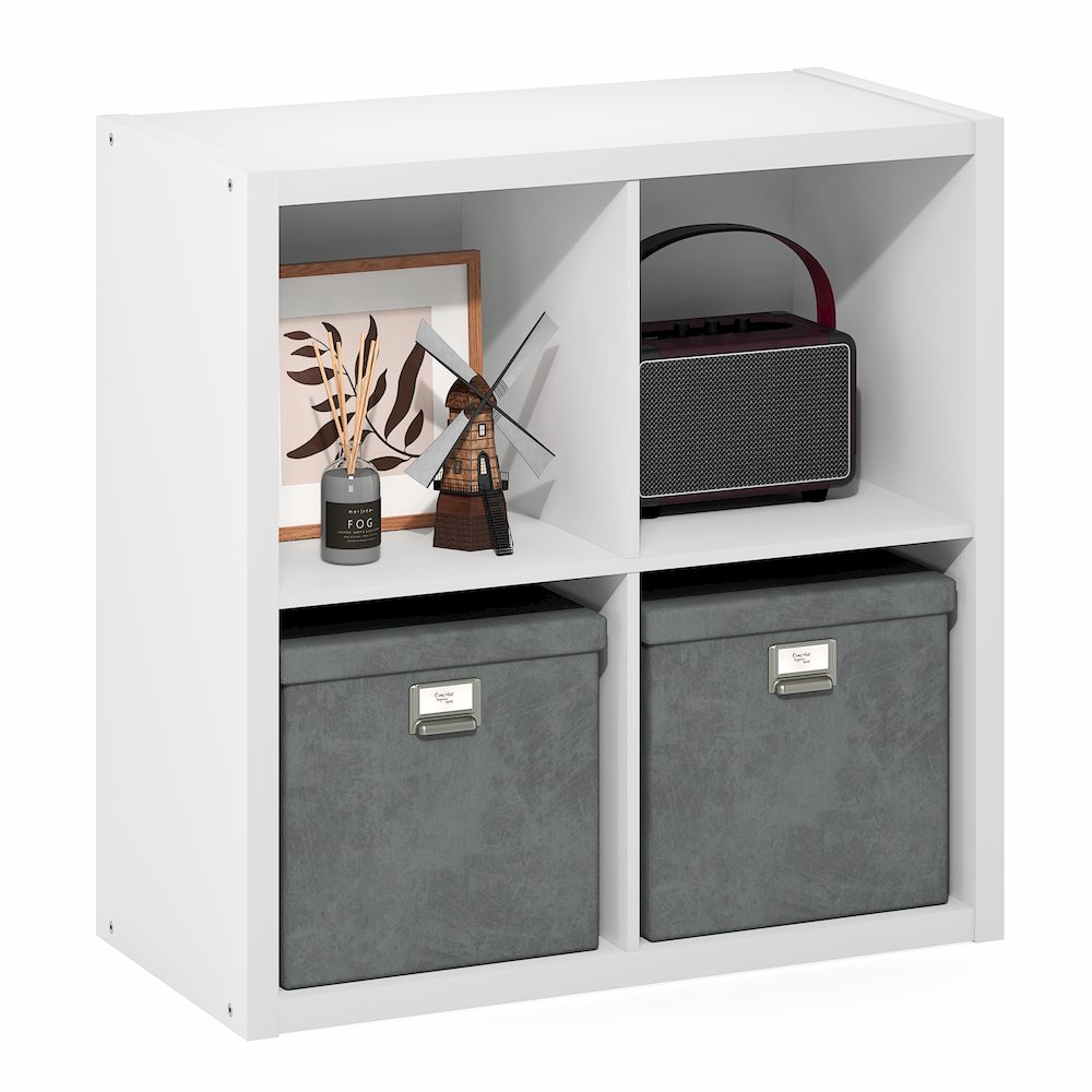 CUBICLE Book Shelf, 4-Cube, Extra Thick Frame, White. Picture 3