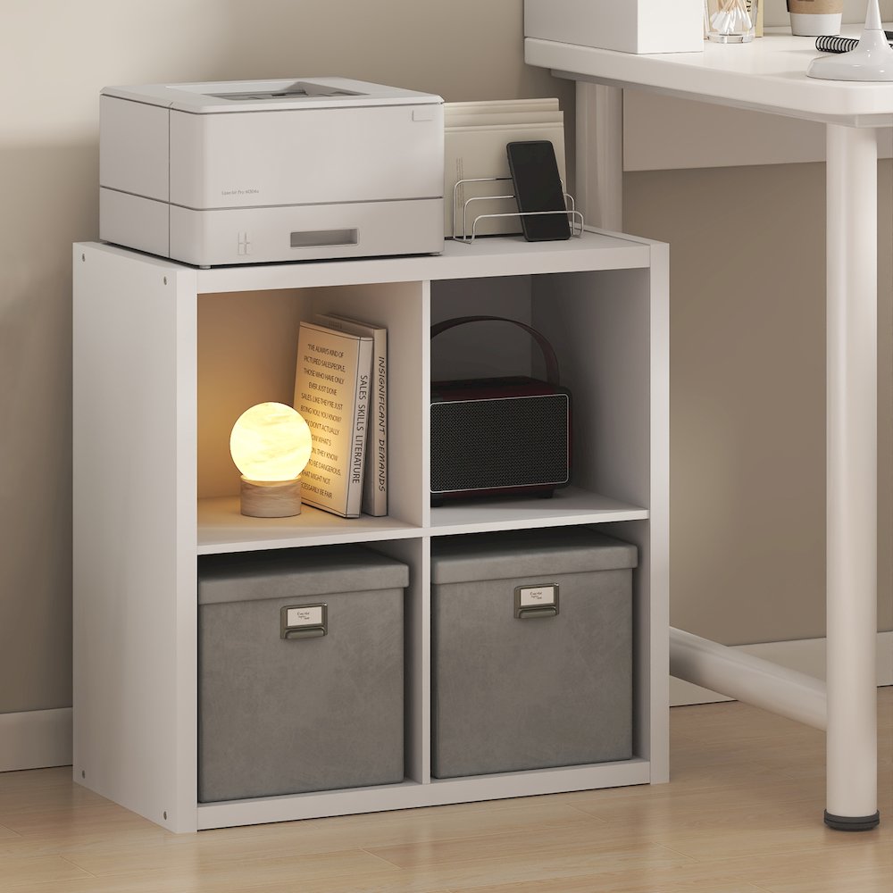 CUBICLE Book Shelf, 4-Cube, Extra Thick Frame, White. Picture 2
