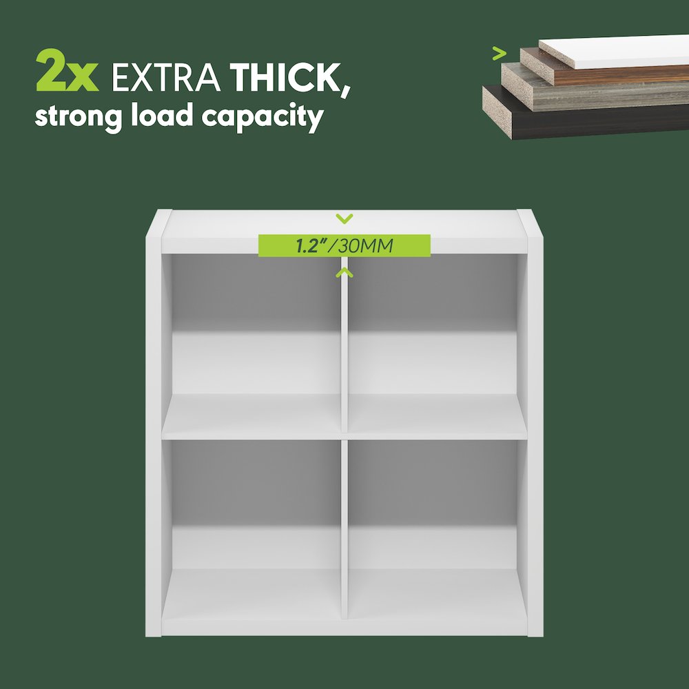 CUBICLE Book Shelf, 4-Cube, Extra Thick Frame, White. Picture 4