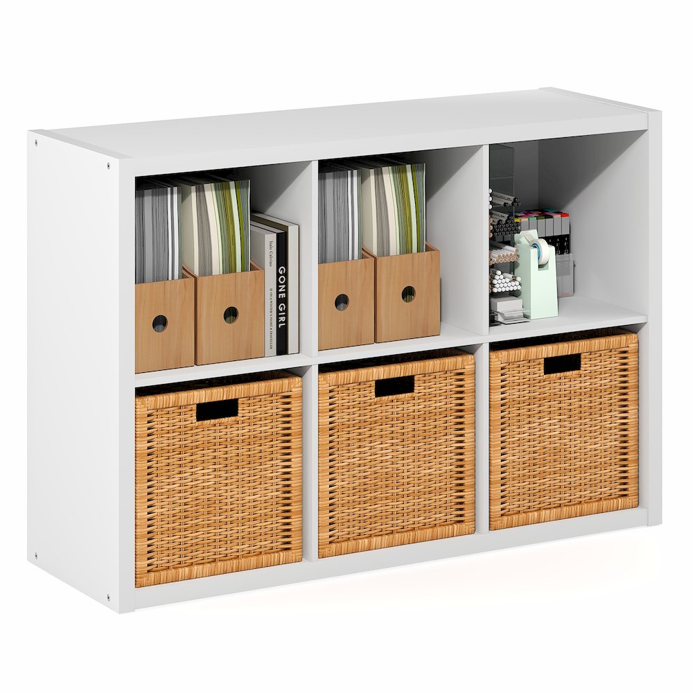 CUBICLE Book Shelf, 6-Cube, Extra Thick Frame, White. Picture 6
