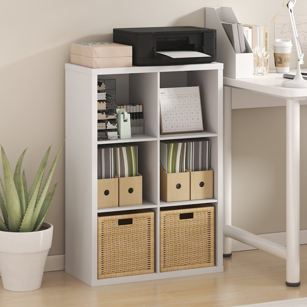 CUBICLE Book Shelf, 6-Cube, Extra Thick Frame, White. Picture 2